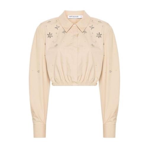 Kristalversierde Beige Top Self Portrait , Beige , Dames