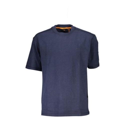 Blauw Logo Print Crewneck T-Shirt Hugo Boss , Blue , Heren