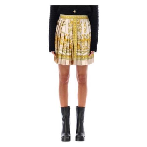 Zijden Mini Rok Beige Aw24 Versace , Multicolor , Dames