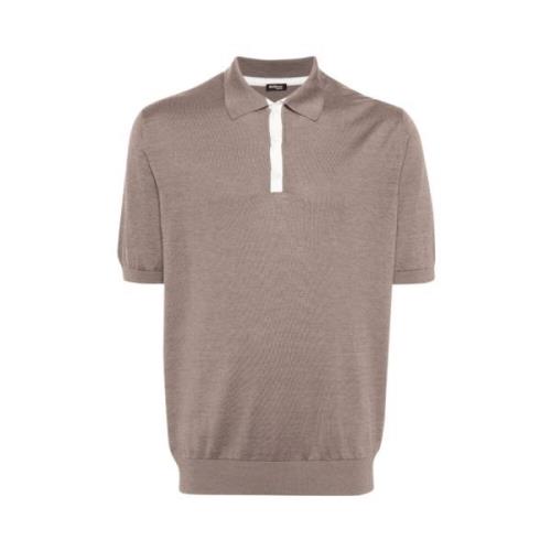 Zijde-Katoen Polo Shirt Bruin Kiton , Brown , Heren