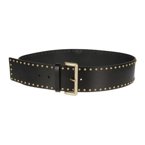 Zwart Leren Riem met Messing Gesp Alessia Zamattio , Black , Dames