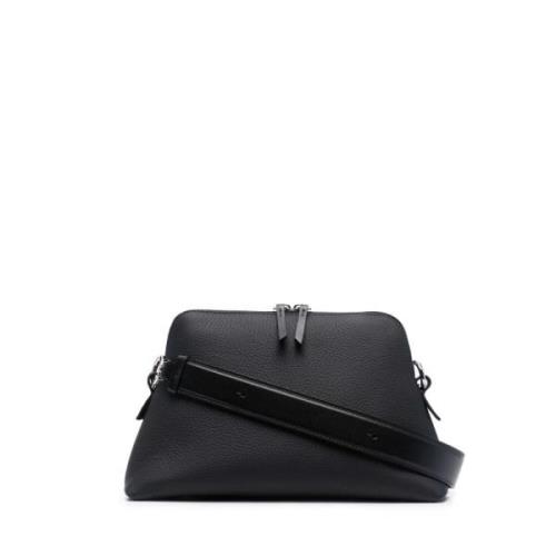 Zwarte Leren Multifunctionele Tas met Logo Maison Margiela , Black , H...