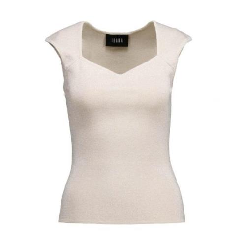 Hartvormige Hals Top Amandel Wit Ibana , White , Dames