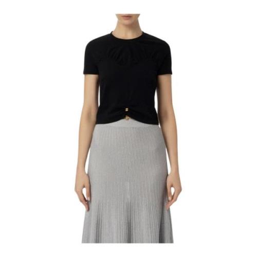 Donna T-shirt met piercing accessoire Elisabetta Franchi , Black , Dam...