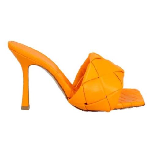 Leather heels Bottega Veneta , Orange , Dames