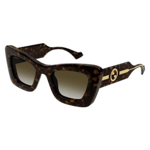 Stijlvolle Cateye zonnebril in Havana Tortoise Gucci , Multicolor , Un...