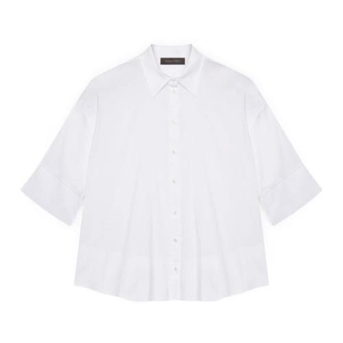 Asymmetrische Popeline Shirt voor Lente Elena Mirò , White , Dames