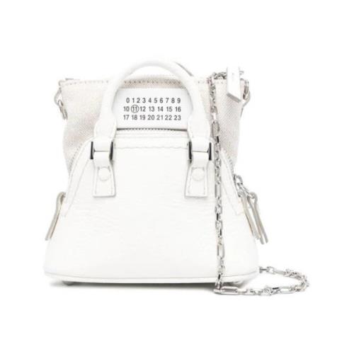 Witte Leren Babytas Classique Maison Margiela , White , Dames