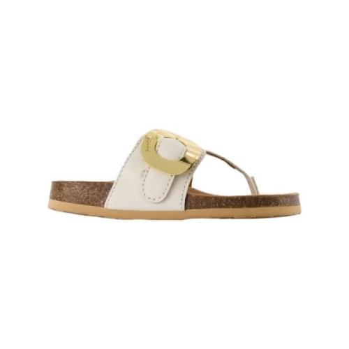 Leather flats Chloé , Beige , Dames