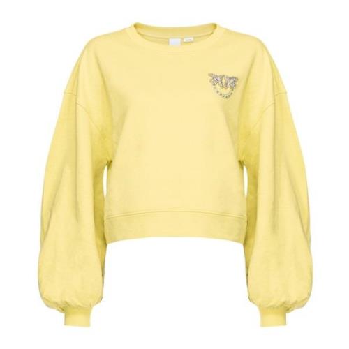 Love Birds Geborduurde Gele Sweater Pinko , Yellow , Dames