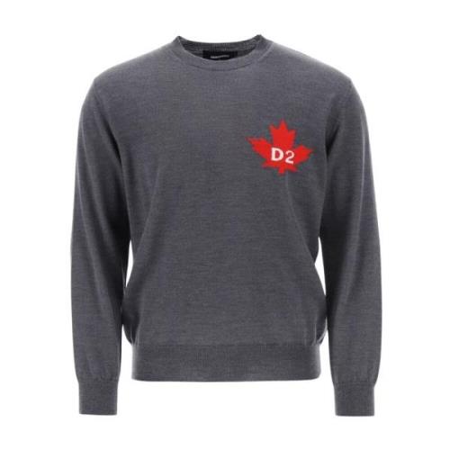 Comfortabele Gebreide Pullover Sweater Dsquared2 , Gray , Heren