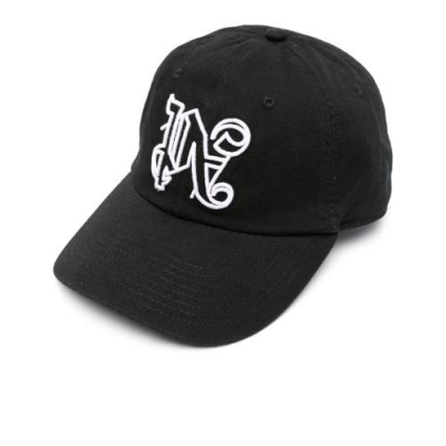 Zwarte Baseballpet met Logo Borduurwerk Palm Angels , Black , Heren