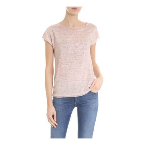 Roze Linnen T-shirt Ruwe Randen Avant Toi , Pink , Dames