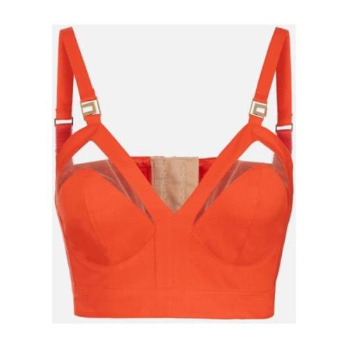 Katoenen Corset Top met Cut-Out Elisabetta Franchi , Orange , Dames