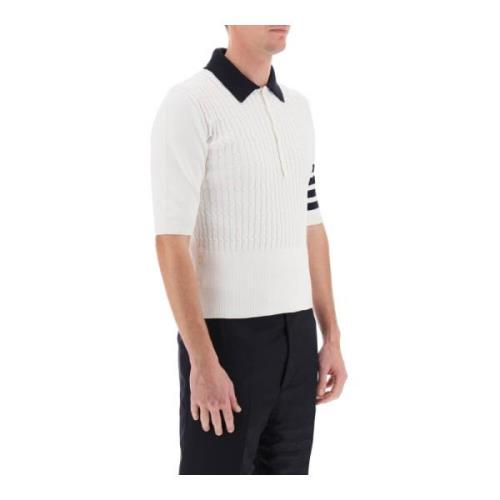 Baby Cable 4-Bar Polo Sweater Thom Browne , White , Heren