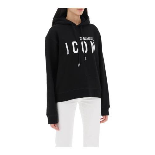 Icon Fleece-Back Hoodie Dsquared2 , Black , Dames