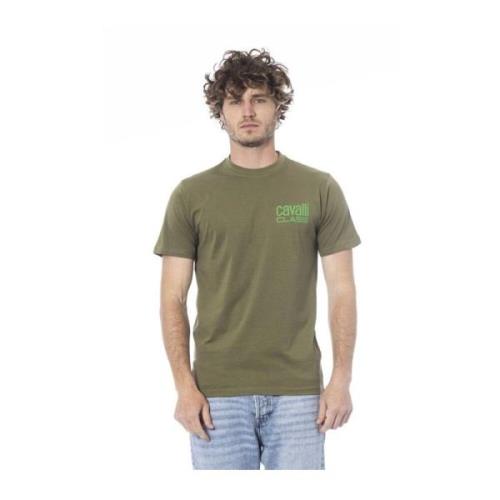 Groene Logo Katoenen T-shirt Mannen Cavalli Class , Green , Heren