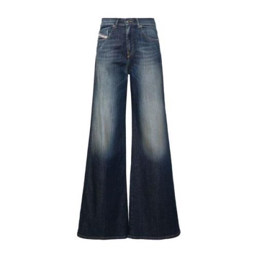 Blauwe Stonewashed Flared Jeans Diesel , Blue , Dames