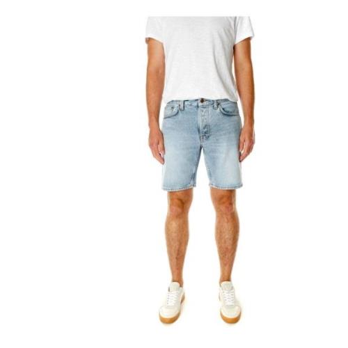 Denim Shorts Regular Fit Five-Pocket Style Nudie Jeans , Blue , Heren