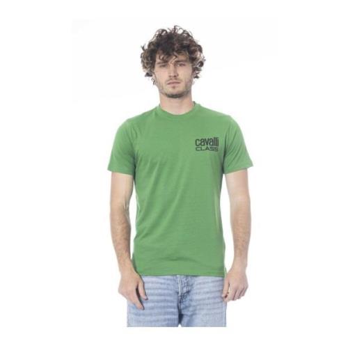 Logo Print Crew Neck T-Shirt Cavalli Class , Green , Heren