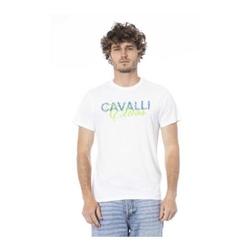 T-shirt met logo print Cavalli Class , White , Heren