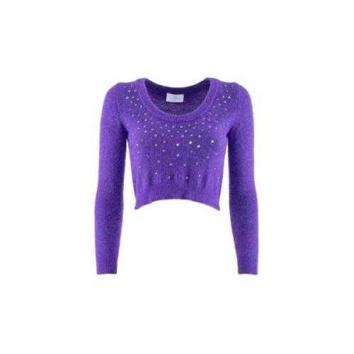 Paarse Sweater met Strass Nenette , Purple , Dames