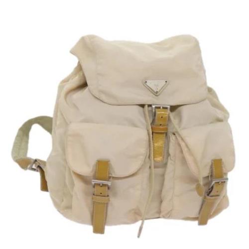 Pre-owned Nylon backpacks Prada Vintage , Beige , Dames