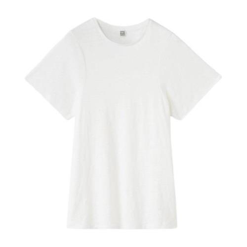 Gebogen Wit Linnen T-shirt TotêMe , White , Dames