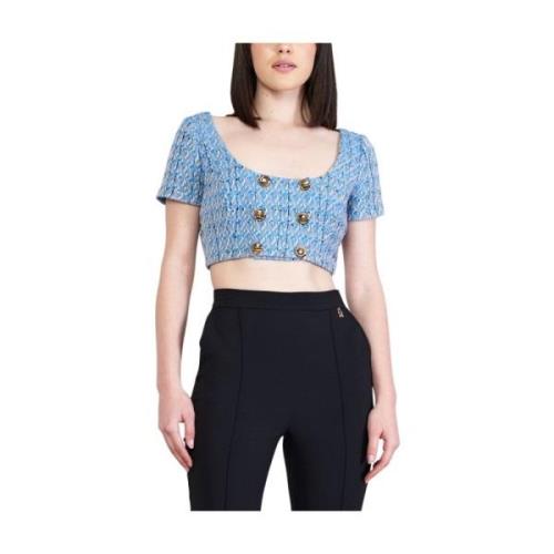 Stijlvolle Tweed Top Elisabetta Franchi , Blue , Dames