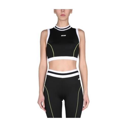 Crop top actief Msgm , Black , Dames