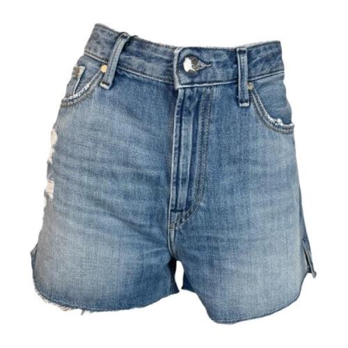 Britt Dames Shorts Blauw Logo Detail Denham , Blue , Dames