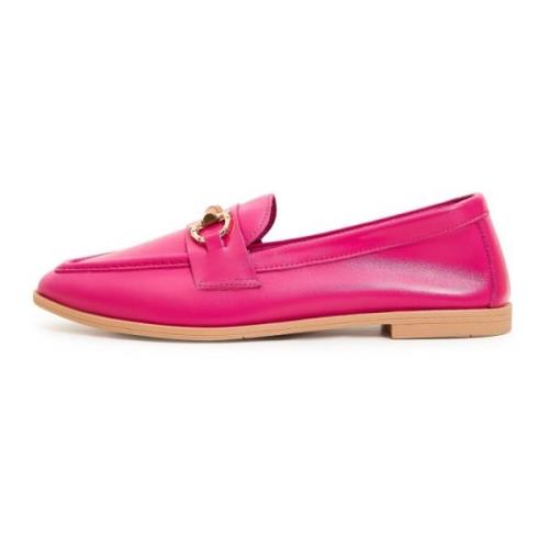 Moderne Leren Loafers - Fuchsia Cesare Gaspari , Pink , Dames