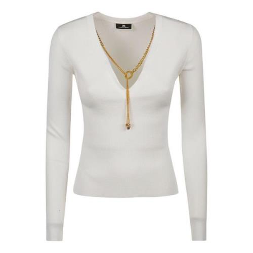 Gezellig Gebreide Pullover Sweater Elisabetta Franchi , White , Dames