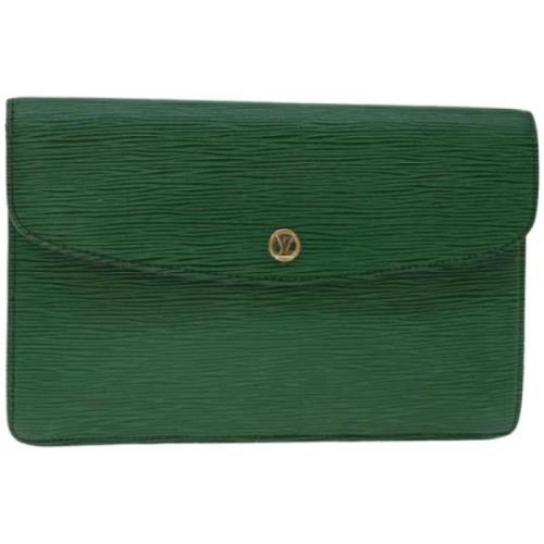 Pre-owned Leather clutches Louis Vuitton Vintage , Green , Dames