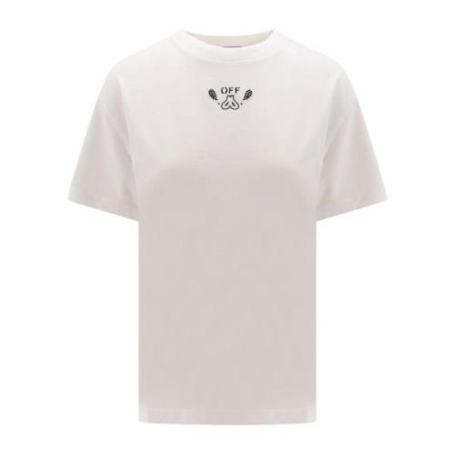 Wit Crew-neck T-shirt met pijllogo Off White , White , Dames