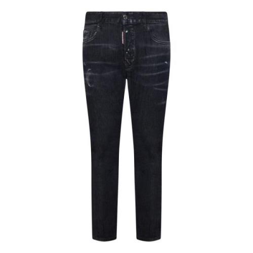 Zwarte Slim-Fit Gebruikte-Was Denim Jeans Dsquared2 , Black , Heren
