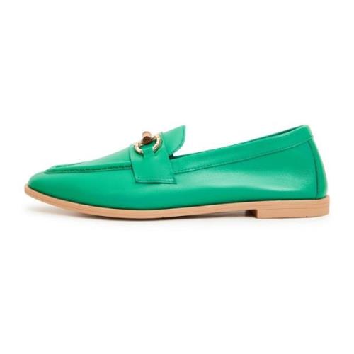 Groene leren loafers Cesare Gaspari , Green , Dames