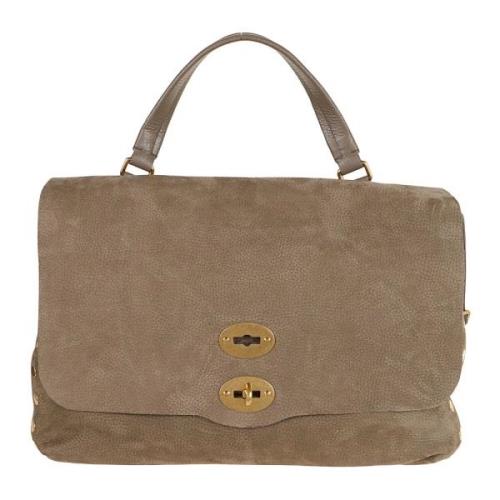 Zachte Korrel Nubuck Leren Schoudertas Zanellato , Gray , Dames