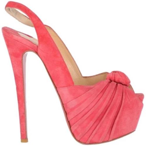 Pre-owned Suede sandals Christian Louboutin Pre-owned , Pink , Dames