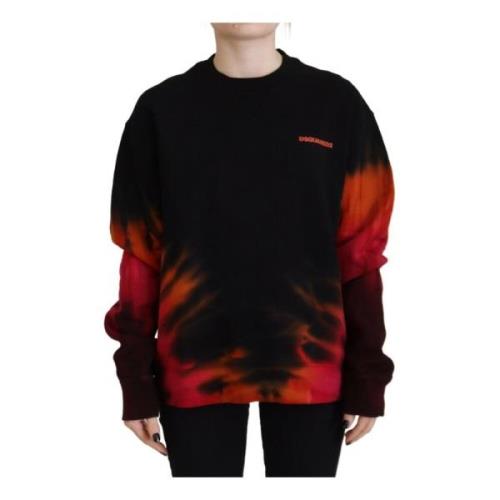 Logo Print Tie Dye Sweater Dsquared2 , Black , Dames