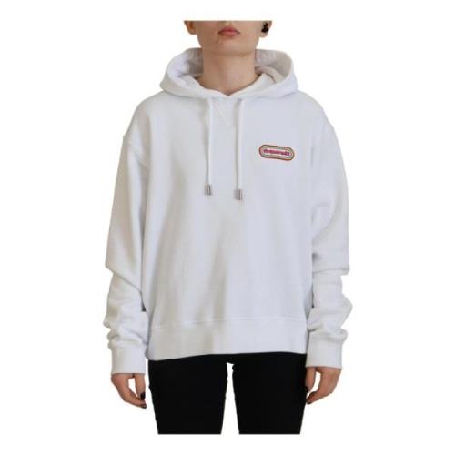 Witte Logo Patch Hoodie Sweatshirt Dsquared2 , White , Dames