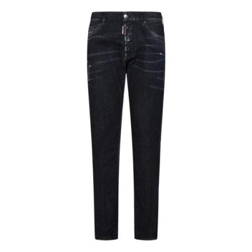 Zwarte Slim-Fit Vernietigde Denim Jeans Dsquared2 , Black , Heren