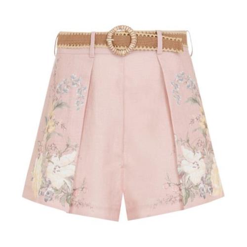 Roze Bloemen Tuck Shorts Zimmermann , Pink , Dames