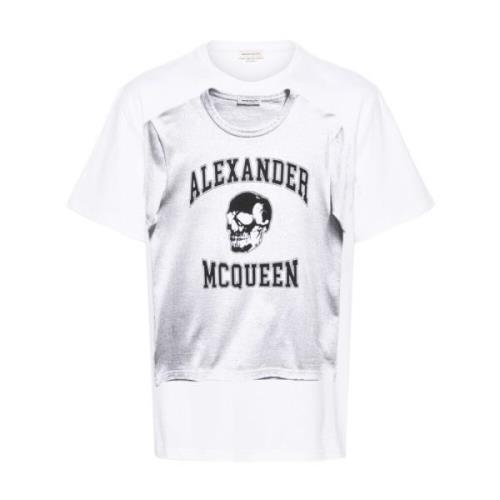 Grafische Print Wit T-shirt Alexander McQueen , White , Heren