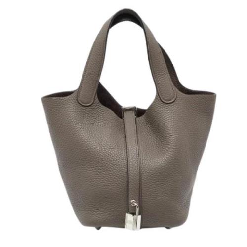 Pre-owned Leather totes Hermès Vintage , Gray , Dames