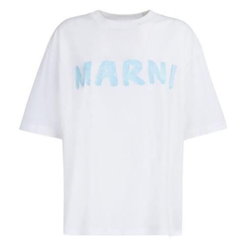 katoenen t-shirt met logo Marni , White , Dames
