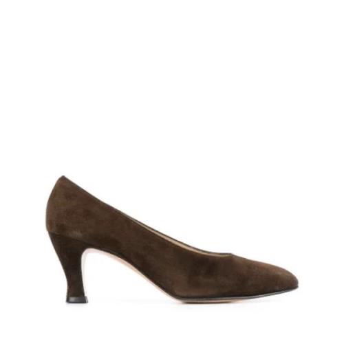 Pre-owned Suede heels Salvatore Ferragamo Pre-owned , Brown , Dames