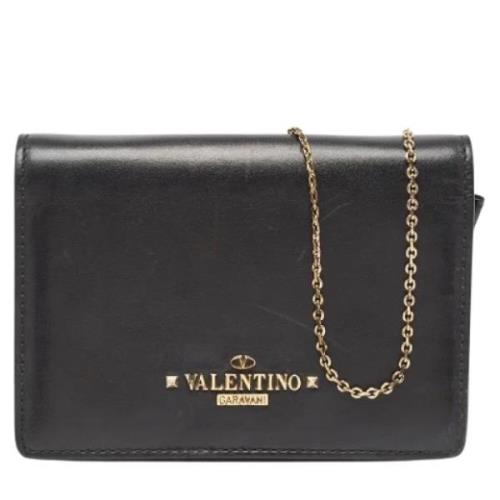 Pre-owned Leather clutches Valentino Vintage , Black , Dames