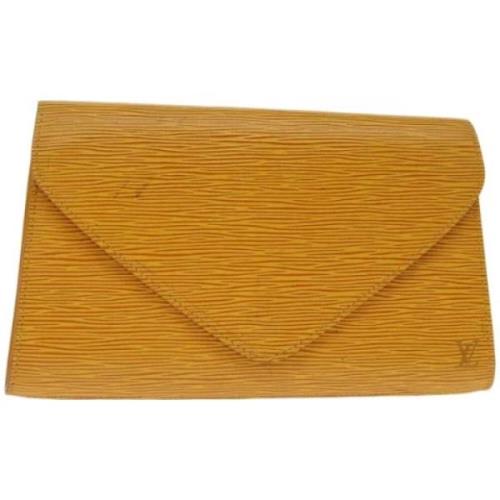 Pre-owned Leather clutches Louis Vuitton Vintage , Yellow , Dames