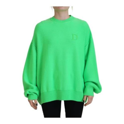 Groene Logo Geborduurde Trui Dsquared2 , Green , Dames